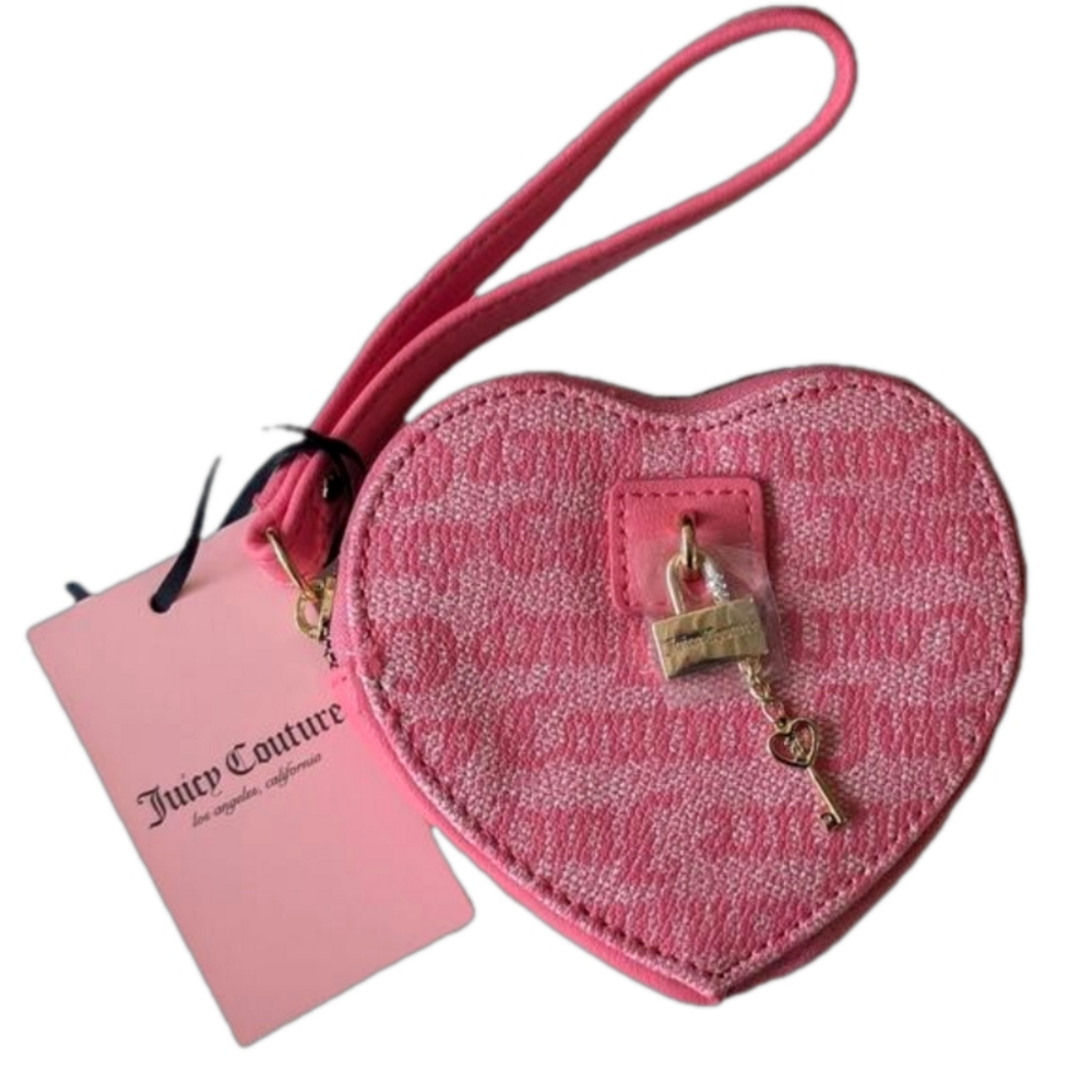 Juicy Couture Heart Wristlet with lock and key